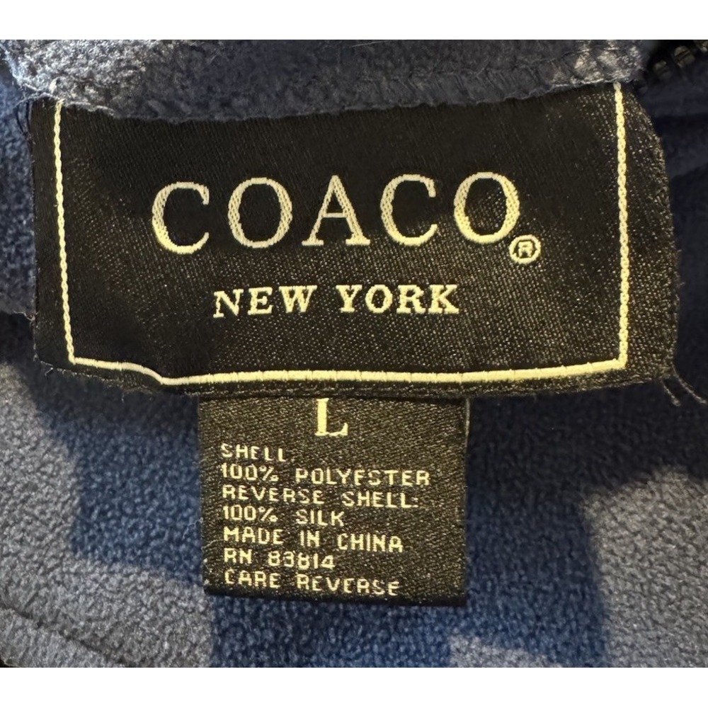 COACO New York Reversible Vest Womens Large Blue Fleece - Black 100% Silk Zips - Picture 3 of 6
